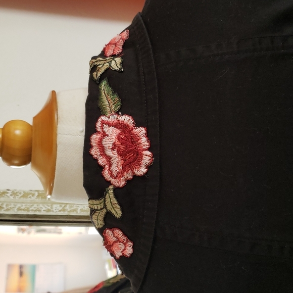 Ambition Retro A-Line Floral Collar Crop Jacket Size Large - Picture 8 of 14